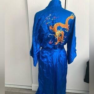 Vintage 1970’s Luck Dragon Chinese Pure Silk Long Robe